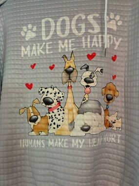 Dogs Make Me Happy, Hunans make my head hurt. Gray Pet Lover Hoodie